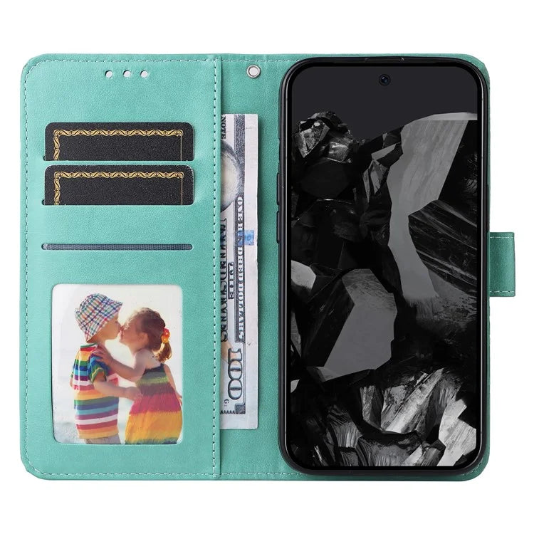 For Google Pixel 9 Pro Case Foldable Stand Imprinted Flower Phone Cover