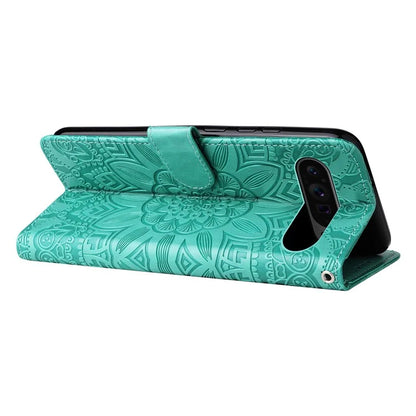 For Google Pixel 9 Pro Case Foldable Stand Imprinted Flower Phone Cover