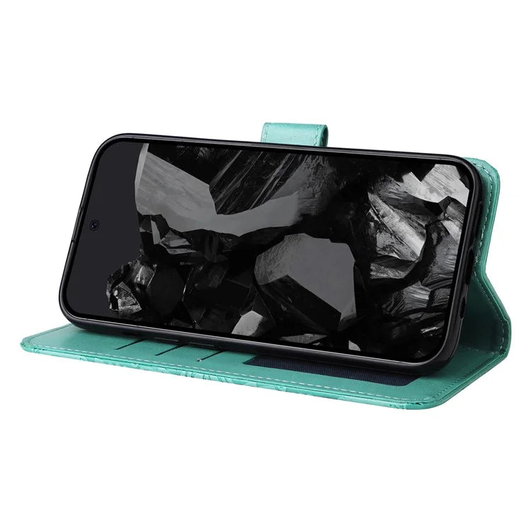 For Google Pixel 9 Pro Case Foldable Stand Imprinted Flower Phone Cover