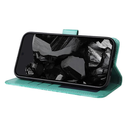 For Google Pixel 9 Pro Case Foldable Stand Imprinted Flower Phone Cover