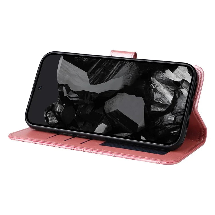 For Google Pixel 9 Pro Case Foldable Stand Imprinted Flower Phone Cover