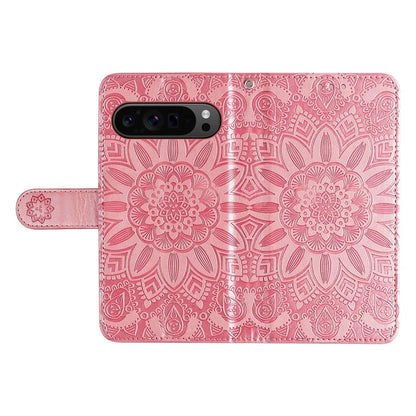 For Google Pixel 9 Pro Case Foldable Stand Imprinted Flower Phone Cover