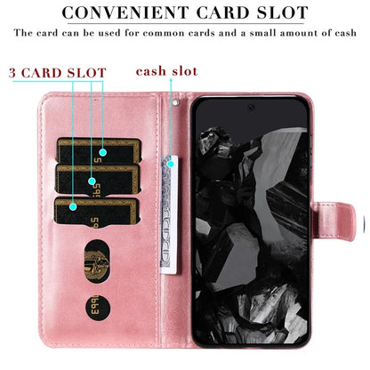 For Google Pixel 9 Pro Cell Phone Cases Zipper Pocket Leather Shockproof Cover