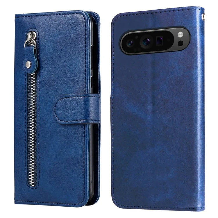 For Google Pixel 9 Pro Cell Phone Cases Zipper Pocket Leather Shockproof Cover