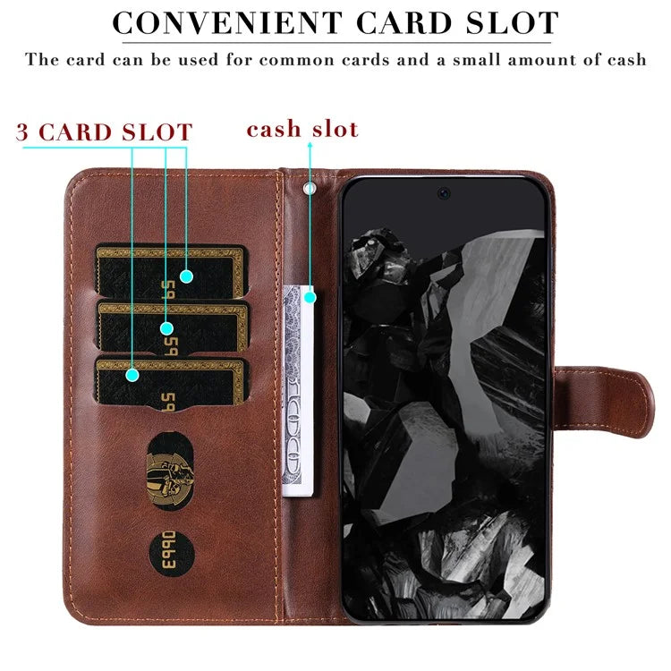 For Google Pixel 9 Pro Cell Phone Cases Zipper Pocket Leather Shockproof Cover