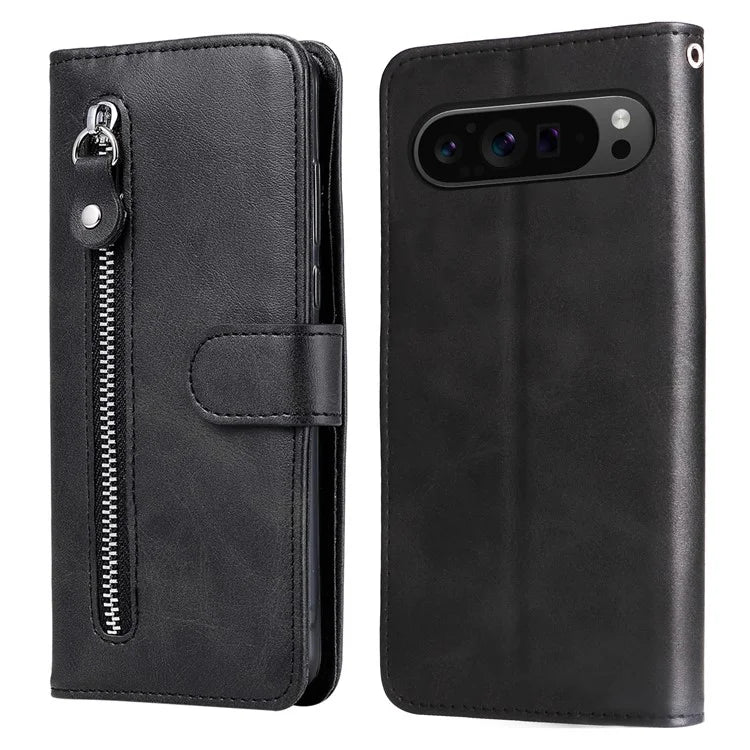 For Google Pixel 9 Pro Cell Phone Cases Zipper Pocket Leather Shockproof Cover
