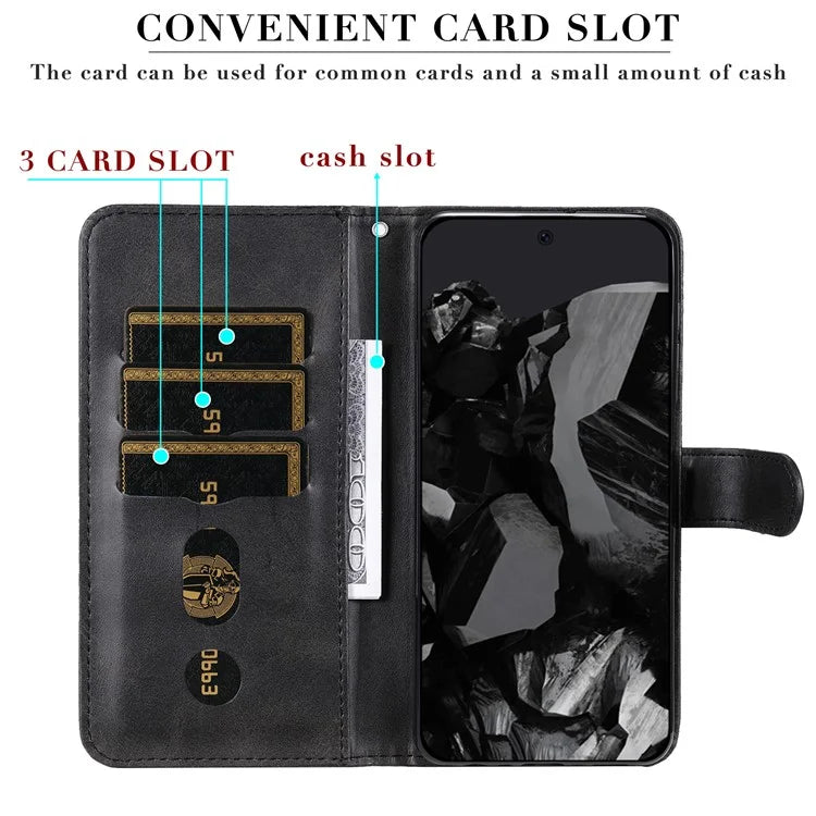For Google Pixel 9 Pro Cell Phone Cases Zipper Pocket Leather Shockproof Cover