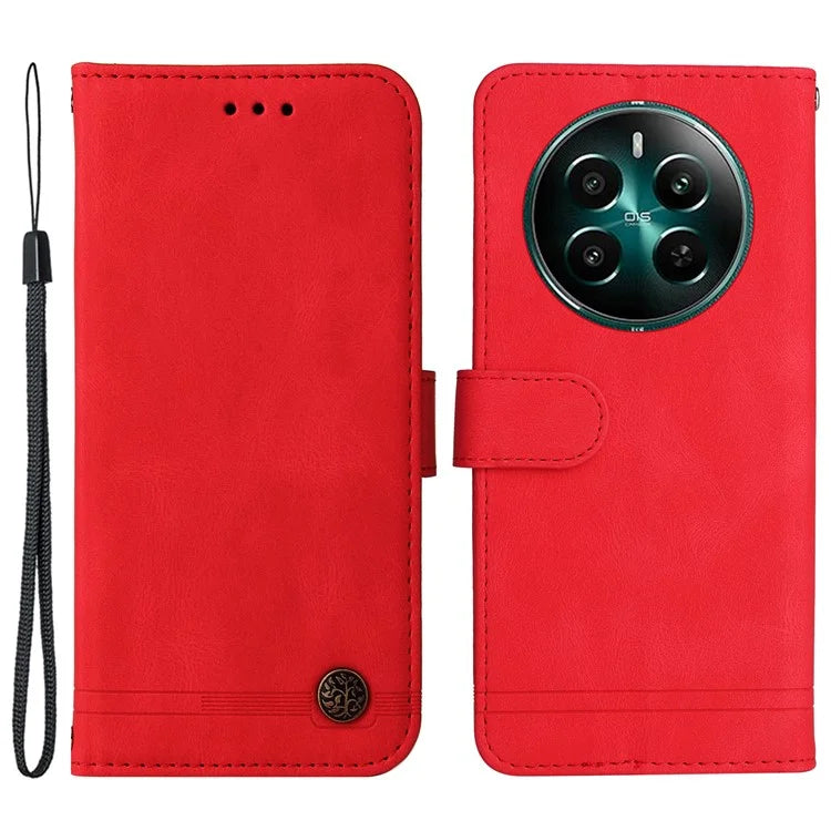 For Realme 12+ 5G Case Hardware Tree Decor Leather Wallet Phone Cover