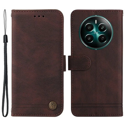 For Realme 12+ 5G Case Hardware Tree Decor Leather Wallet Phone Cover