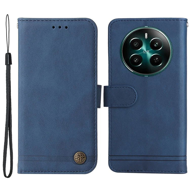 For Realme 12+ 5G Case Hardware Tree Decor Leather Wallet Phone Cover