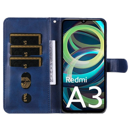For Xiaomi Redmi A3 Magnetic Case Zipper Pocket Phone Cover with Calf Texture