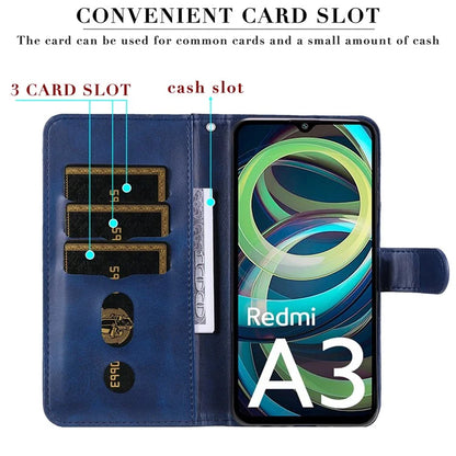 For Xiaomi Redmi A3 Magnetic Case Zipper Pocket Phone Cover with Calf Texture