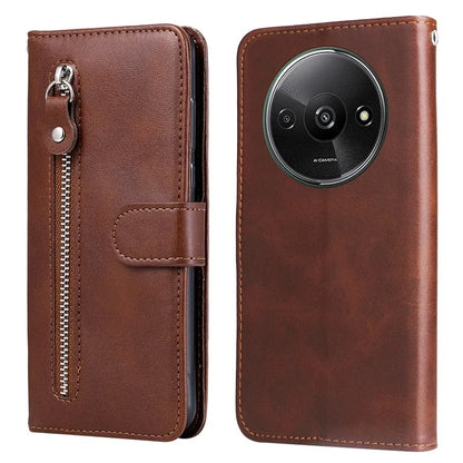 For Xiaomi Redmi A3 Magnetic Case Zipper Pocket Phone Cover with Calf Texture