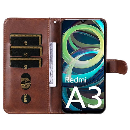 For Xiaomi Redmi A3 Magnetic Case Zipper Pocket Phone Cover with Calf Texture