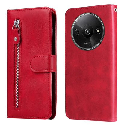 For Xiaomi Redmi A3 Magnetic Case Zipper Pocket Phone Cover with Calf Texture