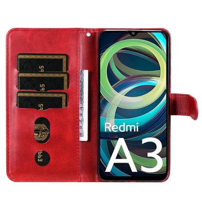 For Xiaomi Redmi A3 Magnetic Case Zipper Pocket Phone Cover with Calf Texture