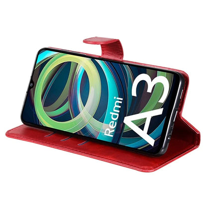 For Xiaomi Redmi A3 Magnetic Case Zipper Pocket Phone Cover with Calf Texture