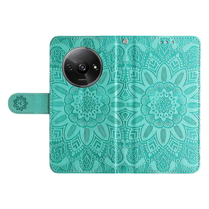 For Xiaomi Redmi A3 Cell Phone Case Imprinted Flower Stand Cover with Handy Strap