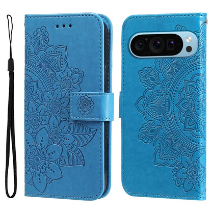 For Google Pixel 9 Cell Phone Cases Imprinted Flower Pattern Card Holder Cover