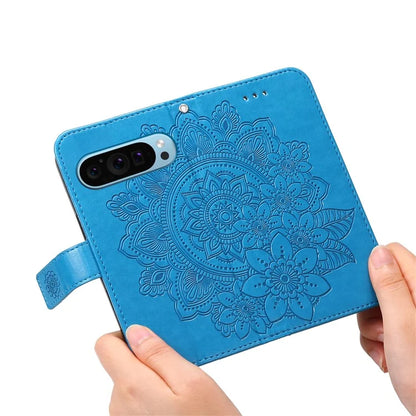 For Google Pixel 9 Cell Phone Cases Imprinted Flower Pattern Card Holder Cover