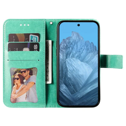 For Google Pixel 9 Cell Phone Cases Imprinted Flower Pattern Card Holder Cover