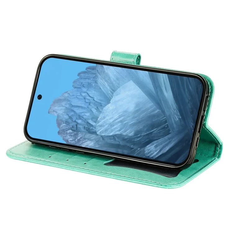 For Google Pixel 9 Cell Phone Cases Imprinted Flower Pattern Card Holder Cover