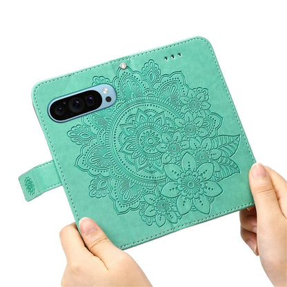 For Google Pixel 9 Cell Phone Cases Imprinted Flower Pattern Card Holder Cover