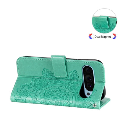 For Google Pixel 9 Cell Phone Cases Imprinted Flower Pattern Card Holder Cover