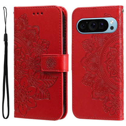 For Google Pixel 9 Cell Phone Cases Imprinted Flower Pattern Card Holder Cover