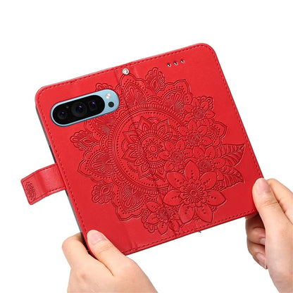 For Google Pixel 9 Cell Phone Cases Imprinted Flower Pattern Card Holder Cover