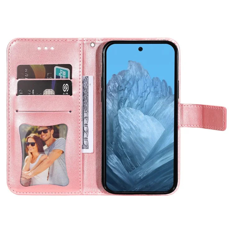 For Google Pixel 9 Cell Phone Cases Imprinted Flower Pattern Card Holder Cover