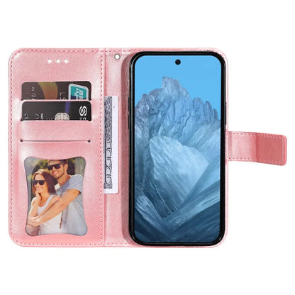 For Google Pixel 9 Cell Phone Cases Imprinted Flower Pattern Card Holder Cover
