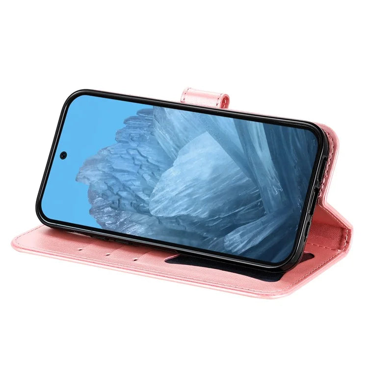 For Google Pixel 9 Cell Phone Cases Imprinted Flower Pattern Card Holder Cover