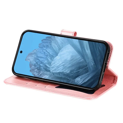 For Google Pixel 9 Cell Phone Cases Imprinted Flower Pattern Card Holder Cover