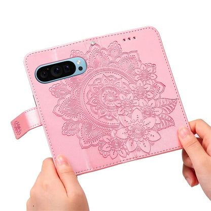 For Google Pixel 9 Cell Phone Cases Imprinted Flower Pattern Card Holder Cover