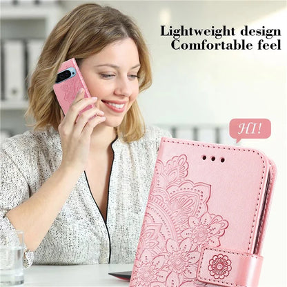 For Google Pixel 9 Cell Phone Cases Imprinted Flower Pattern Card Holder Cover