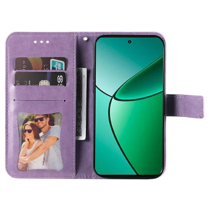 For Realme 12+ 5G Leather Case Wallet Phone Cover Imprinted Flower Pattern
