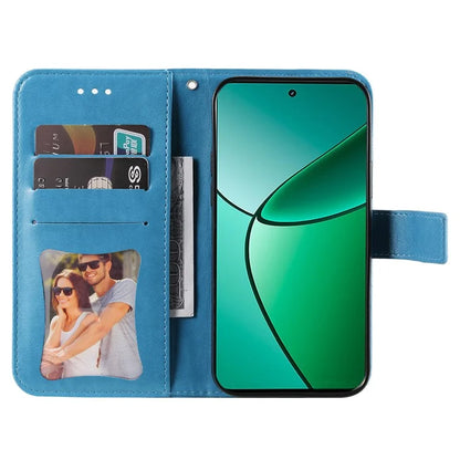 For Realme 12+ 5G Leather Case Wallet Phone Cover Imprinted Flower Pattern