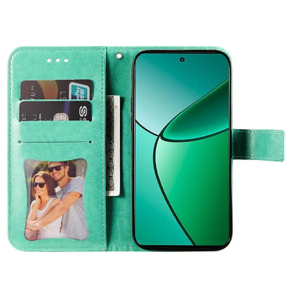 For Realme 12+ 5G Leather Case Wallet Phone Cover Imprinted Flower Pattern