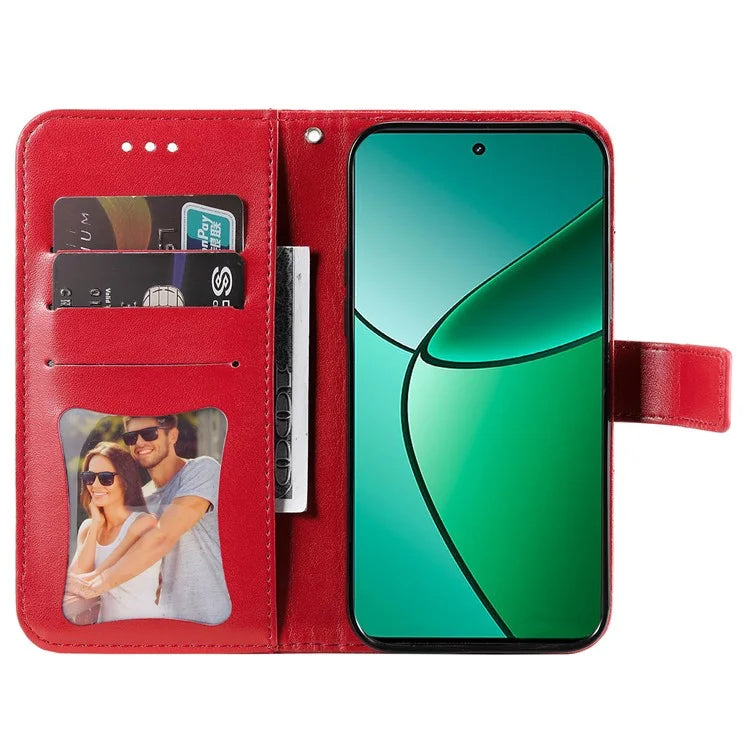 For Realme 12+ 5G Leather Case Wallet Phone Cover Imprinted Flower Pattern