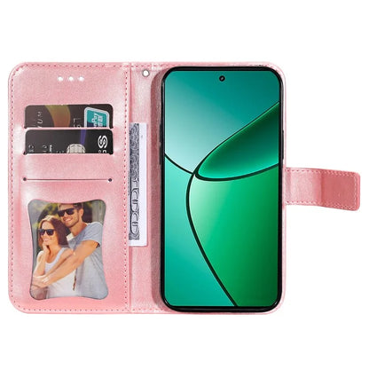 For Realme 12+ 5G Leather Case Wallet Phone Cover Imprinted Flower Pattern