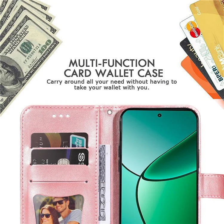 For Realme 12+ 5G Leather Case Wallet Phone Cover Imprinted Flower Pattern