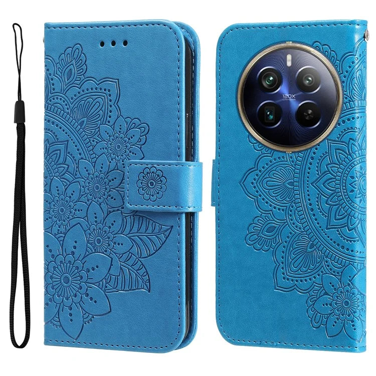For Realme 12 Pro 5G / 12 Pro+ 5G Case Flower Imprinted PU Leather Flip Wallet Phone Cover