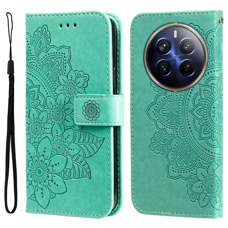 For Realme 12 Pro 5G / 12 Pro+ 5G Case Flower Imprinted PU Leather Flip Wallet Phone Cover