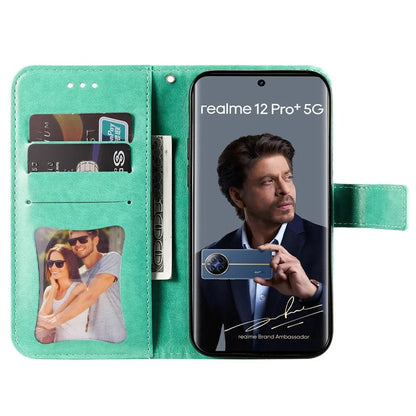For Realme 12 Pro 5G / 12 Pro+ 5G Case Flower Imprinted PU Leather Flip Wallet Phone Cover