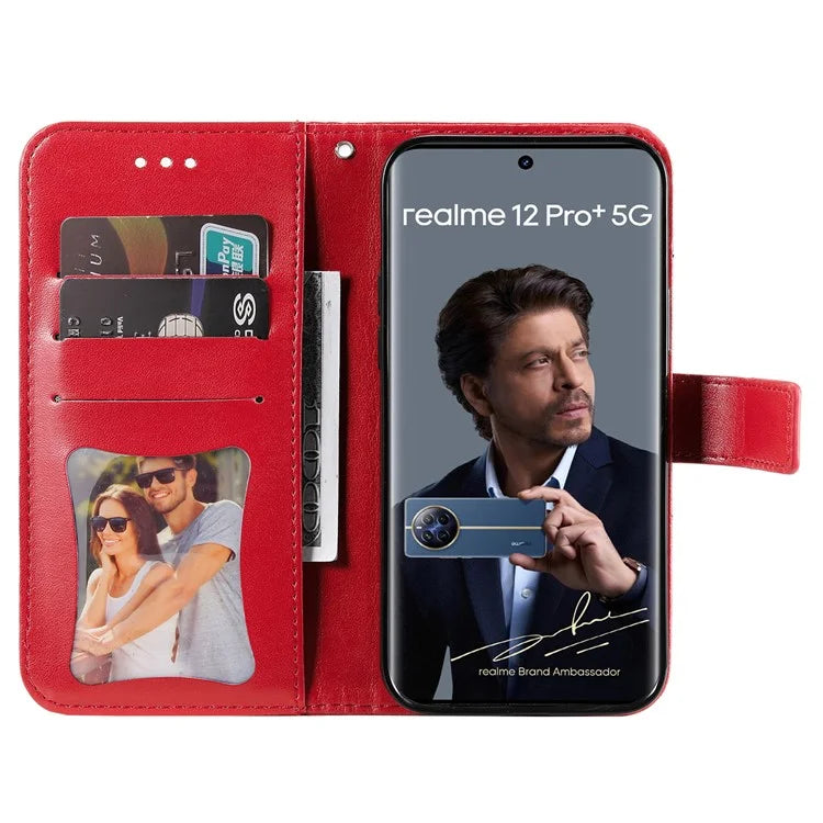 For Realme 12 Pro 5G / 12 Pro+ 5G Case Flower Imprinted PU Leather Flip Wallet Phone Cover