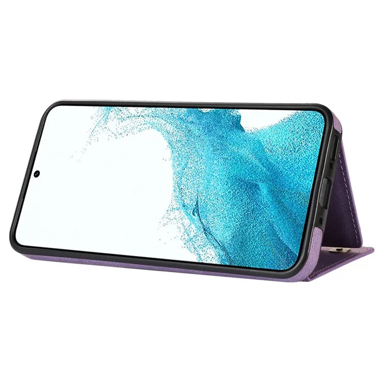 For Samsung Galaxy A14 5G / 4G Case RFID Blocking Wallet Leather Coated TPU Phone Cover