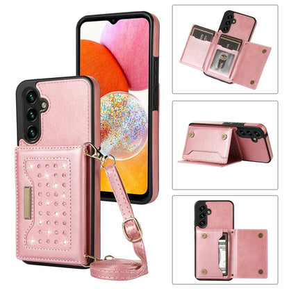 For Samsung Galaxy A14 5G / 4G Case RFID Blocking Wallet Leather Coated TPU Phone Cover