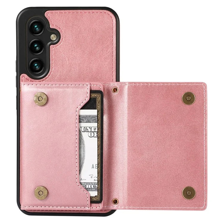 For Samsung Galaxy A14 5G / 4G Case RFID Blocking Wallet Leather Coated TPU Phone Cover