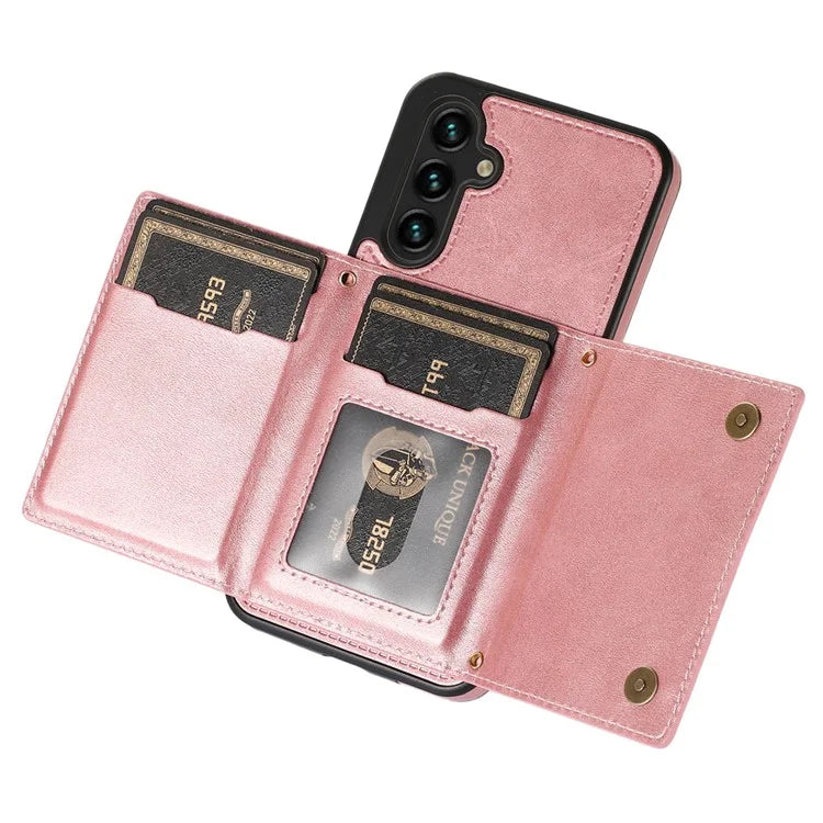 For Samsung Galaxy A14 5G / 4G Case RFID Blocking Wallet Leather Coated TPU Phone Cover